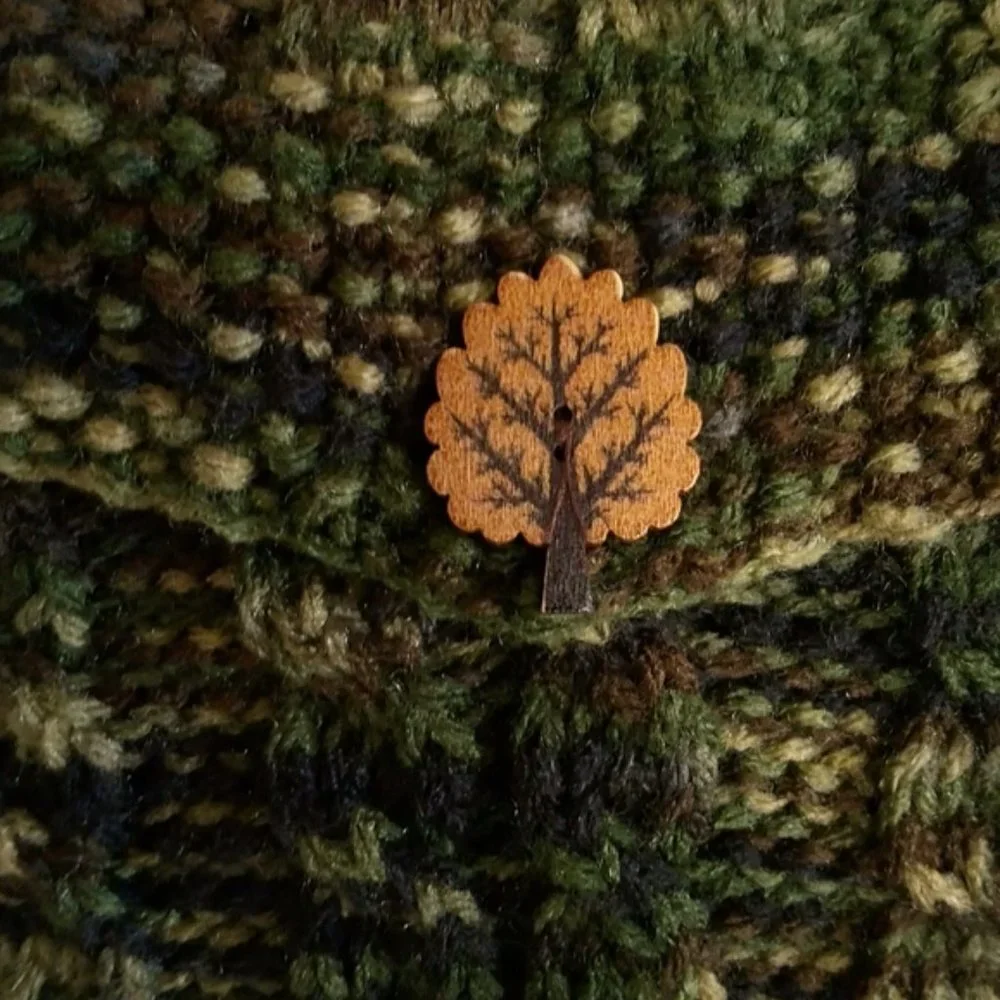 Hand Crafted Knit Cable Throw Pillow Tree Buttons Camo Cabin Sofa Couch